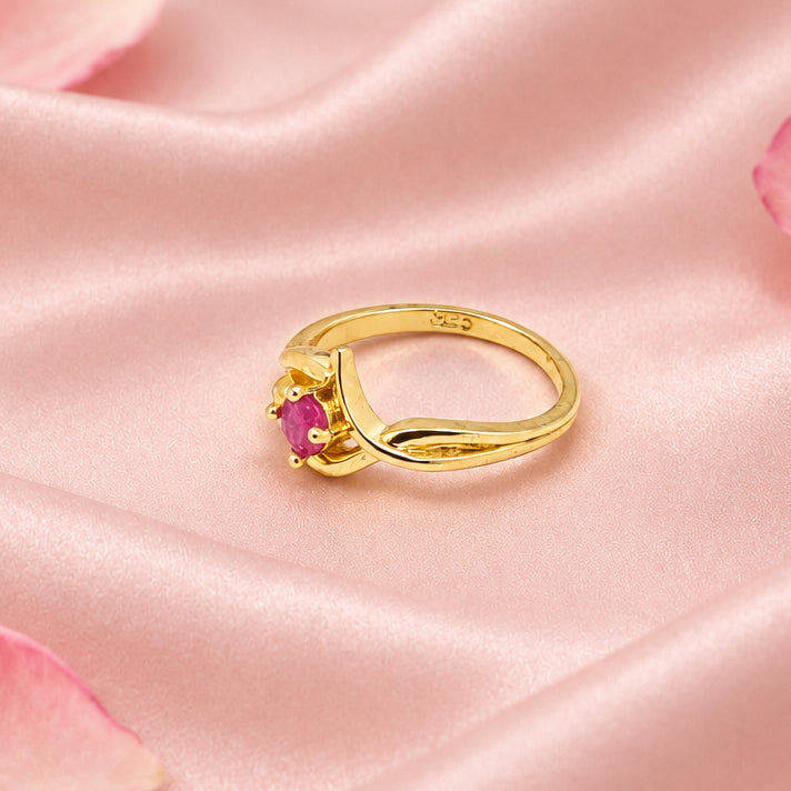 Gold Plated Silver Ruby Ring