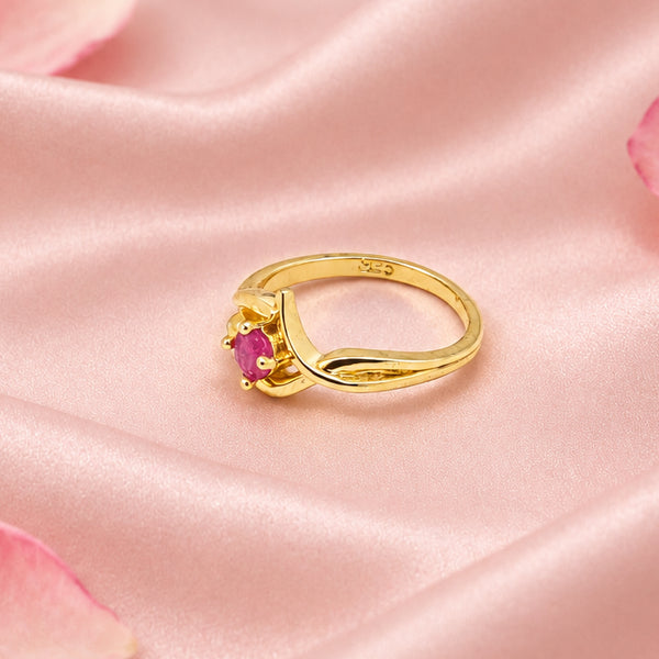 Gold Plated Silver Ruby Ring
