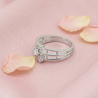 Sparkling Triple Band Silver Ring