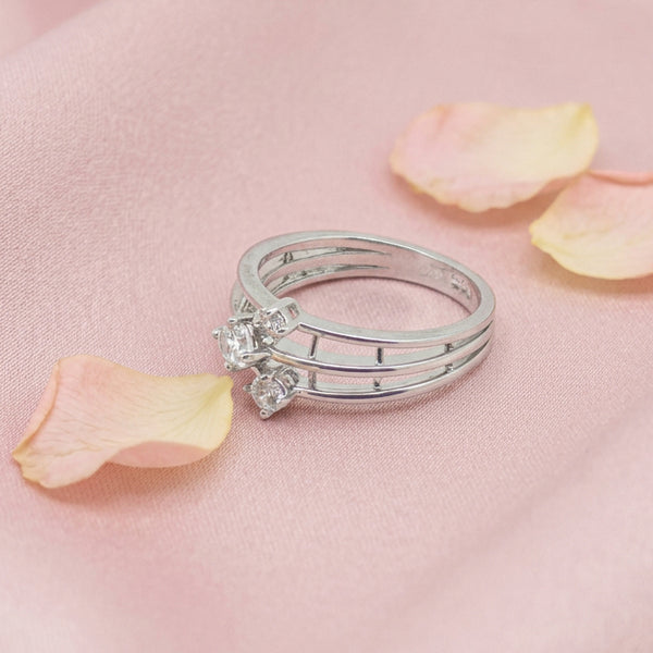 Sparkling Triple Band Silver Ring