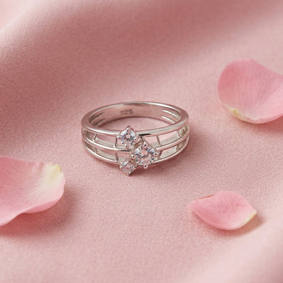 Sparkling Triple Band Silver Ring