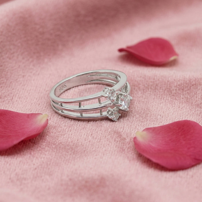 Sparkling Triple Band Silver Ring