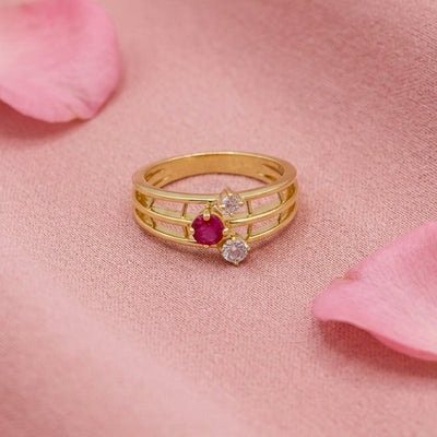 Gold Accented Multi-Band Silver Ring