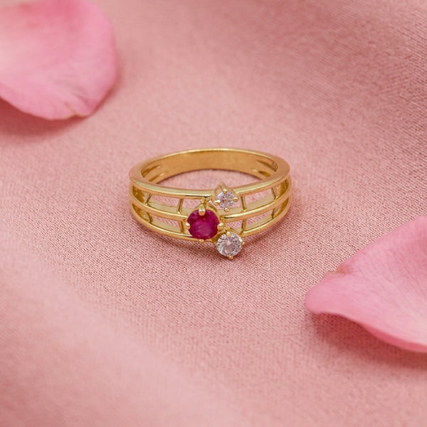 Gold Accented Multi-Band Silver Ring