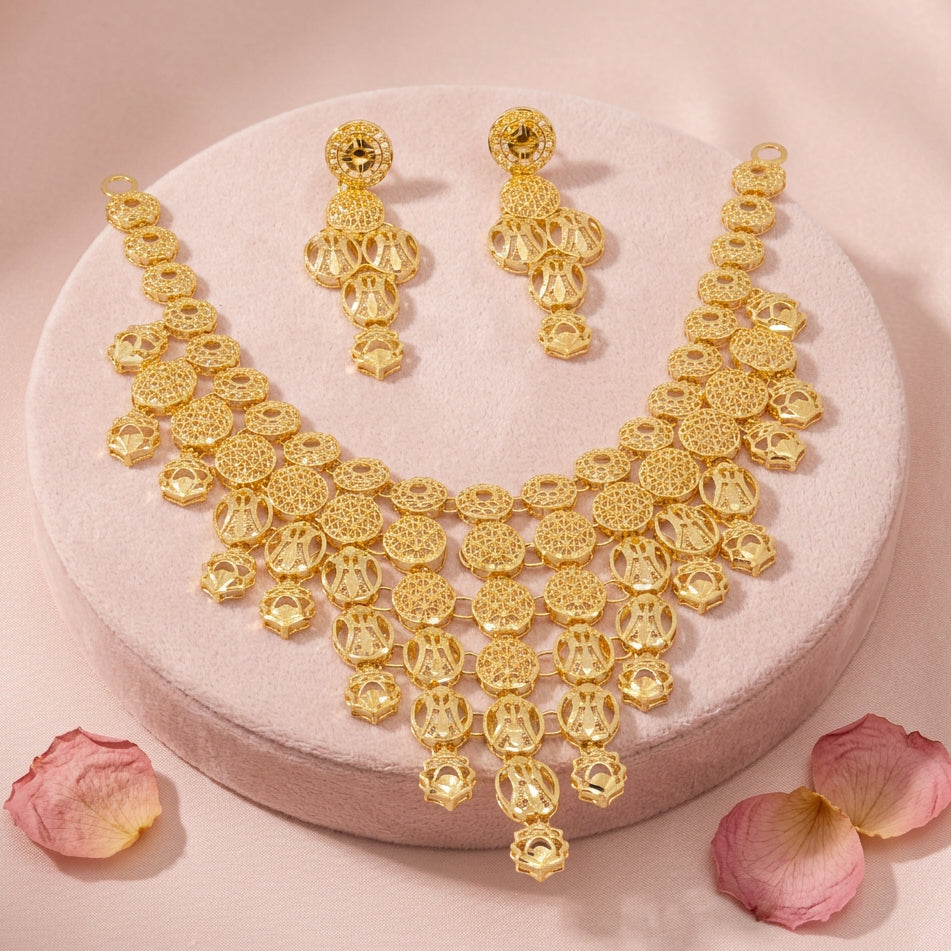 Ornate Gold Plated  Necklace Set