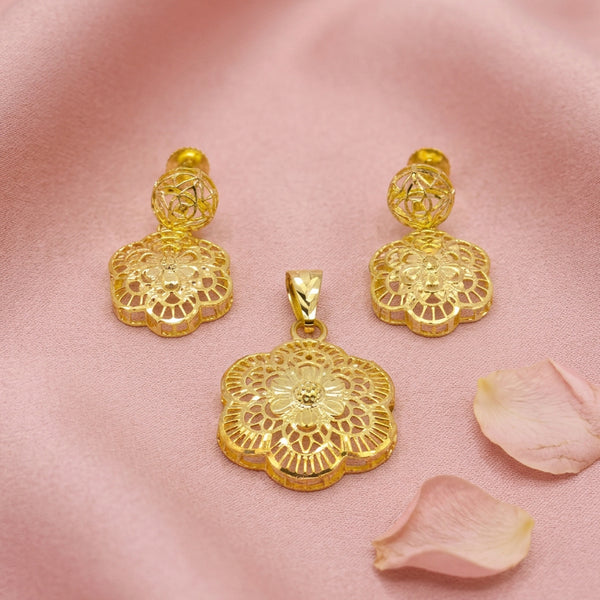Filigree Flower Pendant Set
