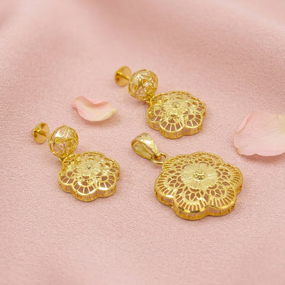 Filigree Flower Pendant Set
