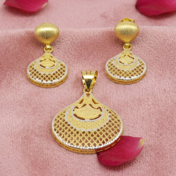 Textured Gold Tone Pendant Set