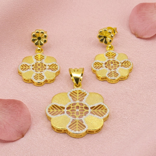 Floral Silver Pendant Set