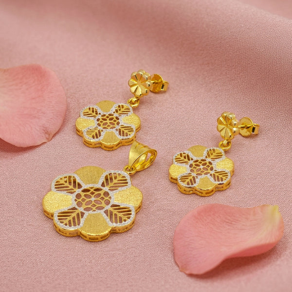 Floral Silver Pendant Set