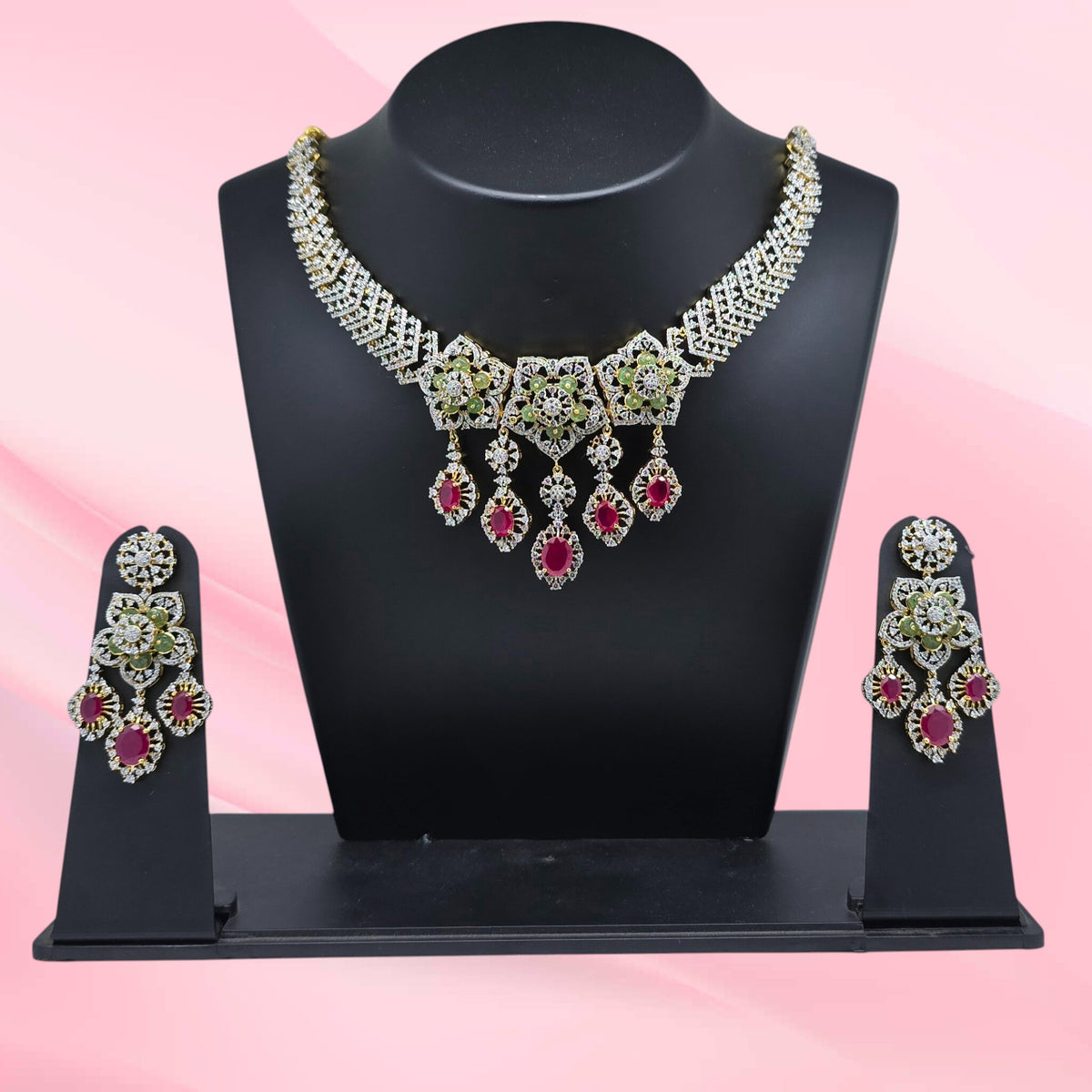 Sterling Silver Ruby Necklace Set