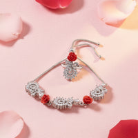 Silver Coral Rose Bracelet and Ring Set