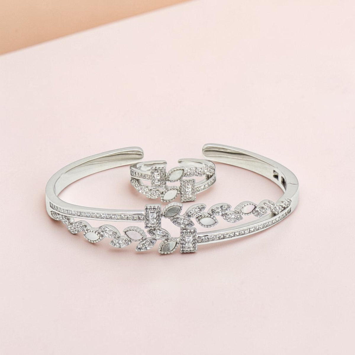 Silver Leaf Bracelet & Ring Set