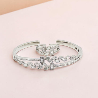 Silver Leaf Bracelet & Ring Set