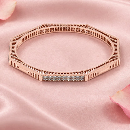 Geometric Silver Bangle Set