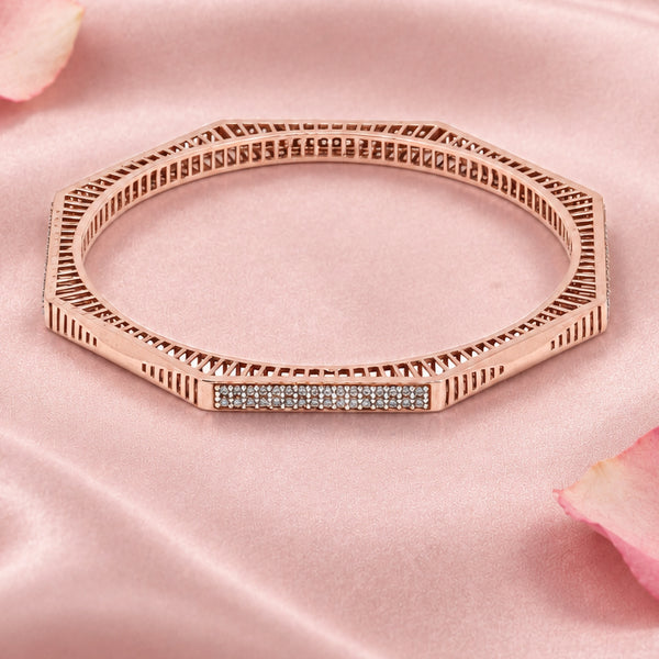Geometric Silver Bangle Set