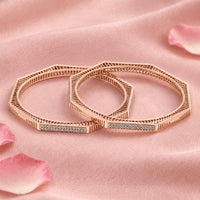 Geometric Silver Bangle Set