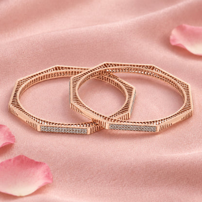 Geometric Silver Bangle Set