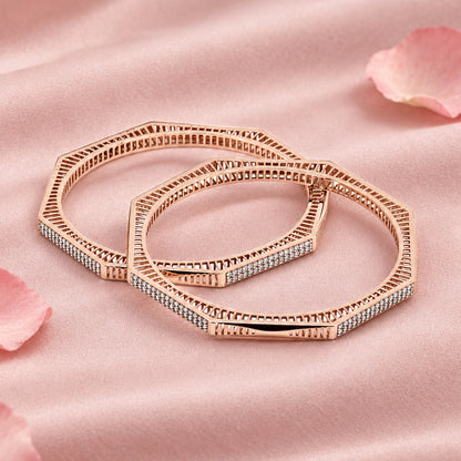 Geometric Silver Bangle Set