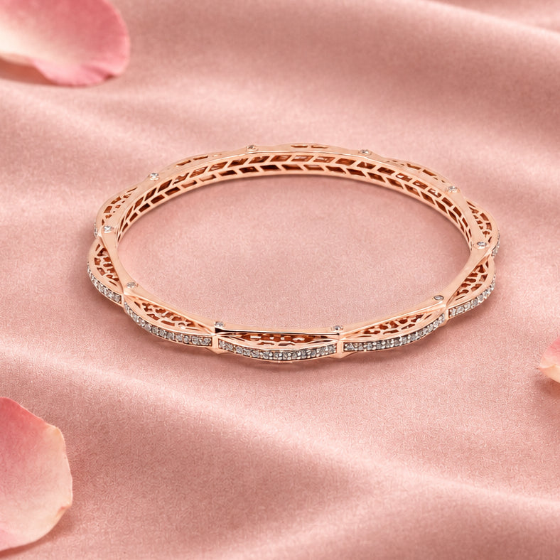 Rose Gold Filigree Silver Bangle