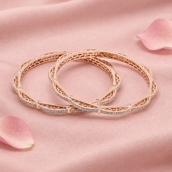 Rose Gold Filigree Silver Bangle