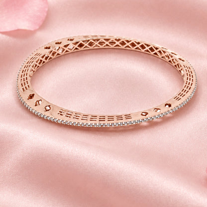 Rose Gold Tone Silver Bangle Set