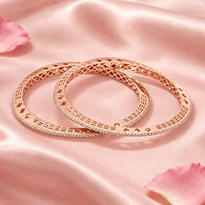 Rose Gold Tone Silver Bangle Set