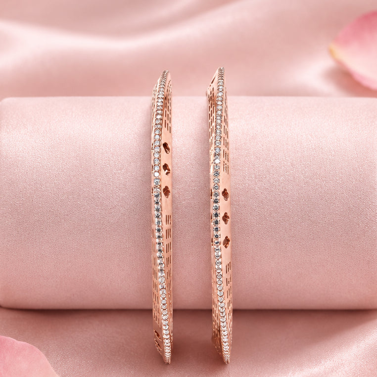 Rose Gold Tone Silver Bangle Set