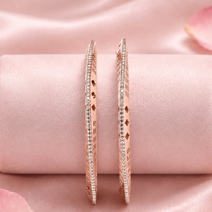 Rose Gold Tone Silver Bangle Set