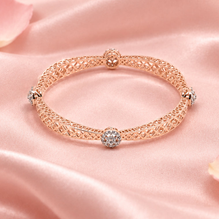 Rose Gold Filigree Silver Bangle