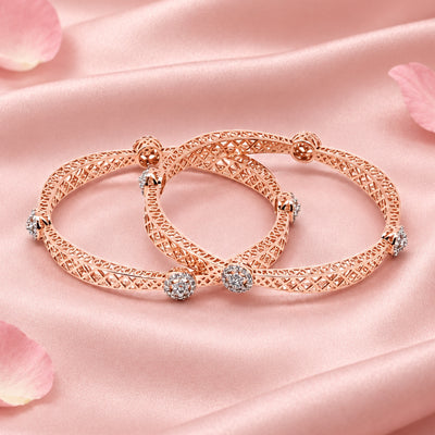 Rose Gold Filigree Silver Bangle