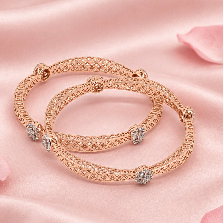 Rose Gold Filigree Silver Bangle