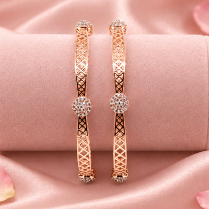 Rose Gold Filigree Silver Bangle