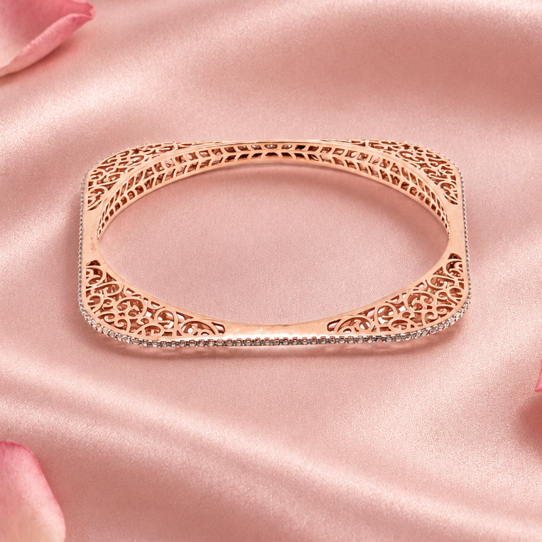 Rose Silver Bangle