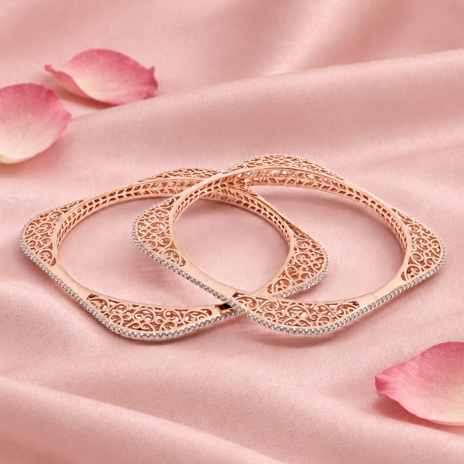 Rose Silver Bangle