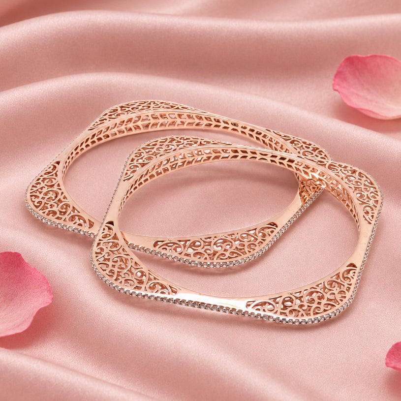 Rose Silver Bangle