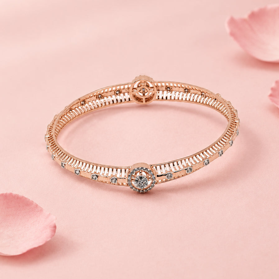Rose Gold Silver Bangle Set