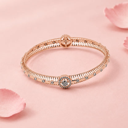 Rose Gold Silver Bangle Set