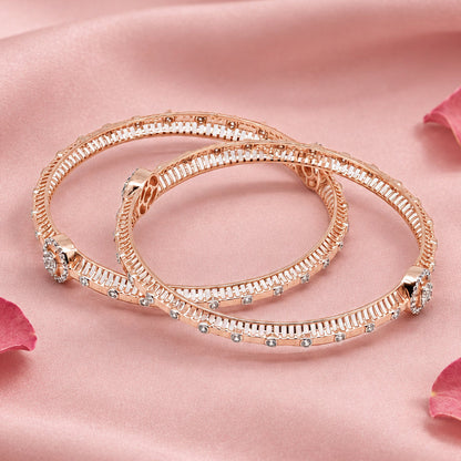 Rose Gold Silver Bangle Set