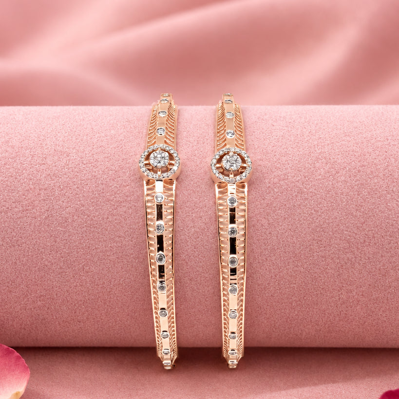 Rose Gold Silver Bangle Set