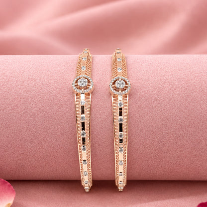 Rose Gold Silver Bangle Set