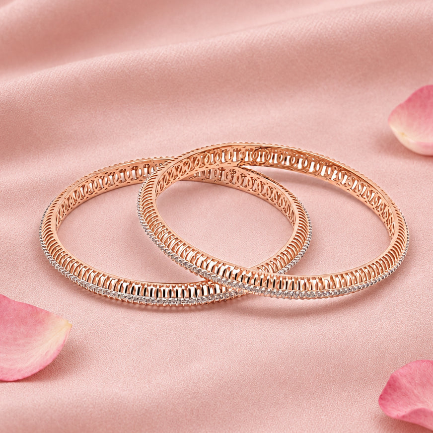 Rose Silver Bangle