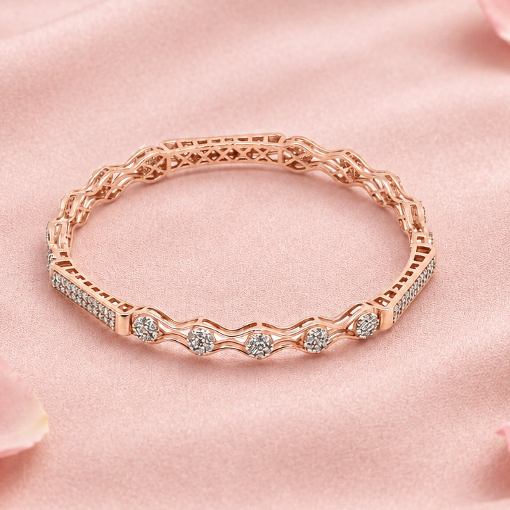 Rose Gold Tone Silver Bangle Set