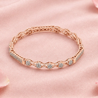 Rose Gold Tone Silver Bangle Set