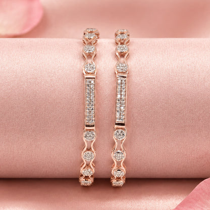 Rose Gold Tone Silver Bangle Set