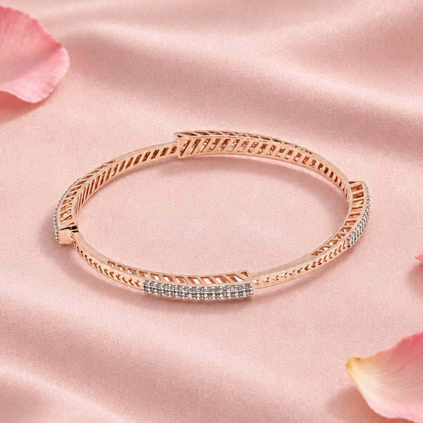 Rose Tone Silver Bangle Set