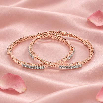Rose Tone Silver Bangle Set