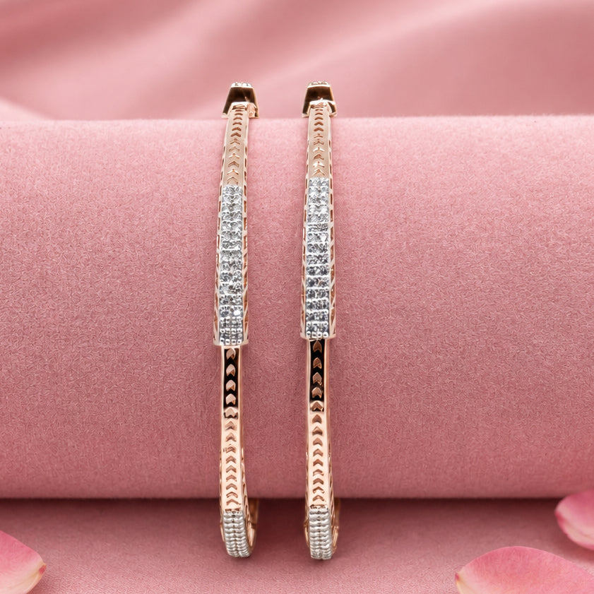 Rose Tone Silver Bangle Set