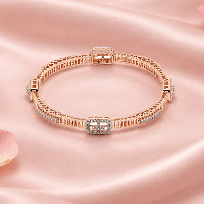 Rose Tone Silver Bangle Set