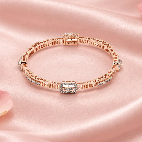 Rose Tone Silver Bangle Set